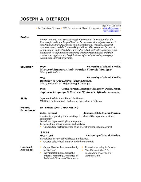 online resume templates free download