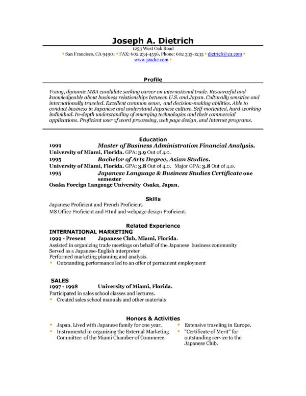 resume templates for ms word free