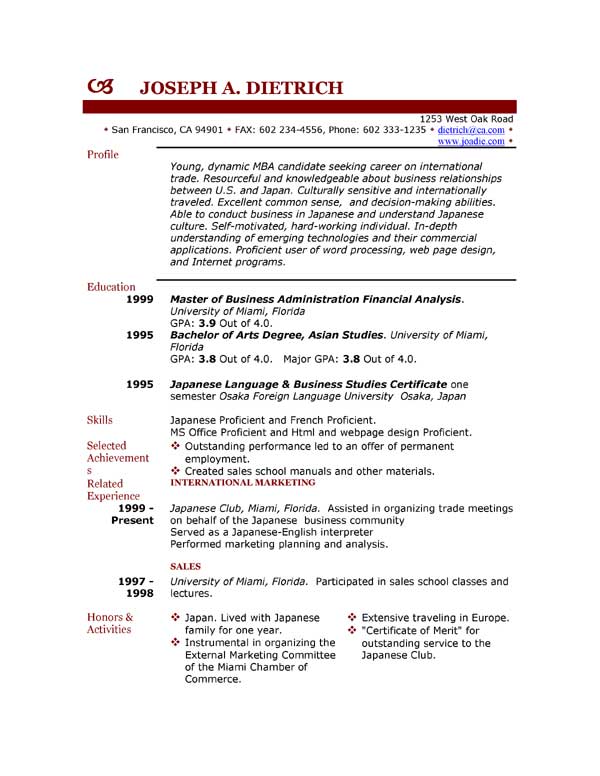 Free Resume Templates Student