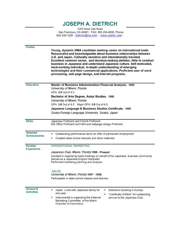 resume layouts examples