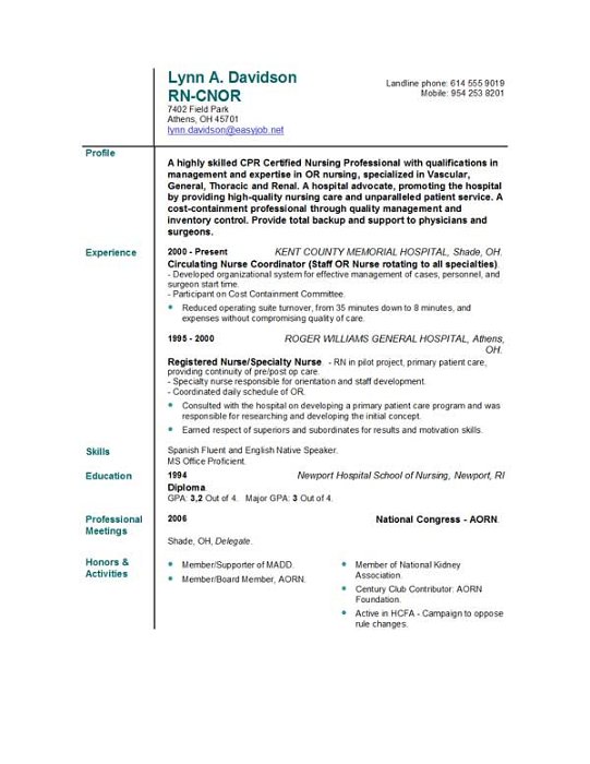 nursing resumes templates free