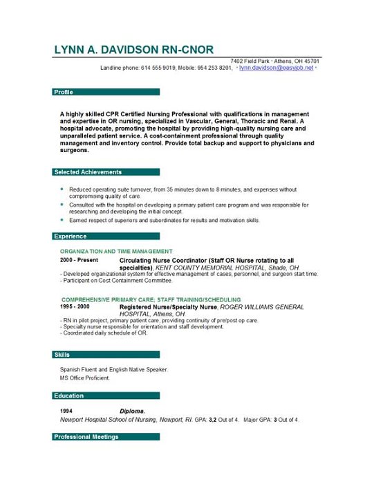 Nursing Cv Template