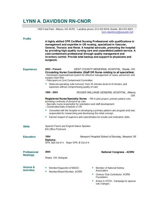 Download free Nursing Resume Template trackerspeak