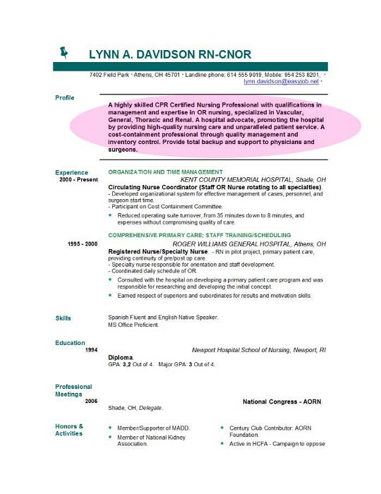 Example Resume Sample Resume With Objectives For Nurses