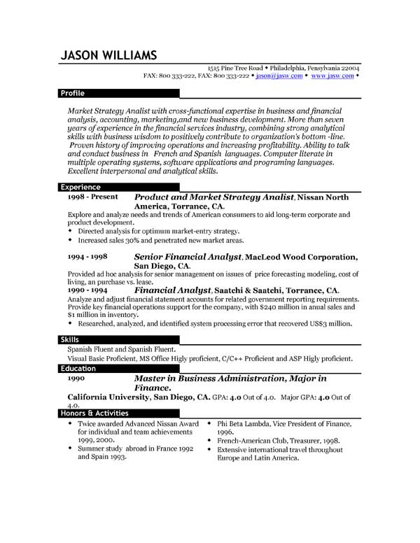 sample resume templates