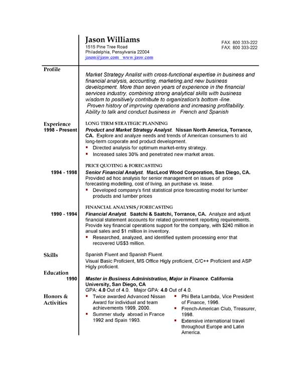 Resume: Example Resume Templates Gallery Of Free Examples And