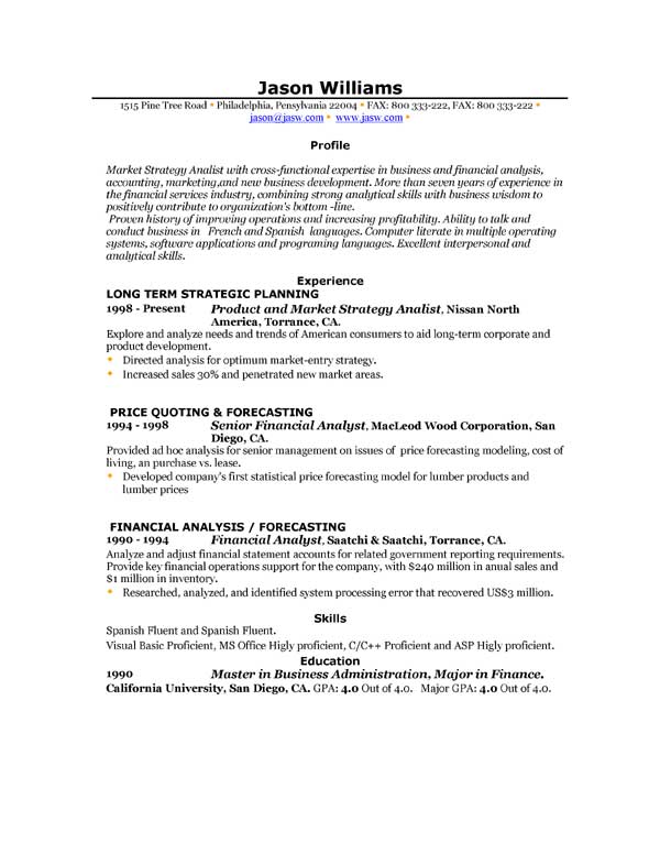 resume example good