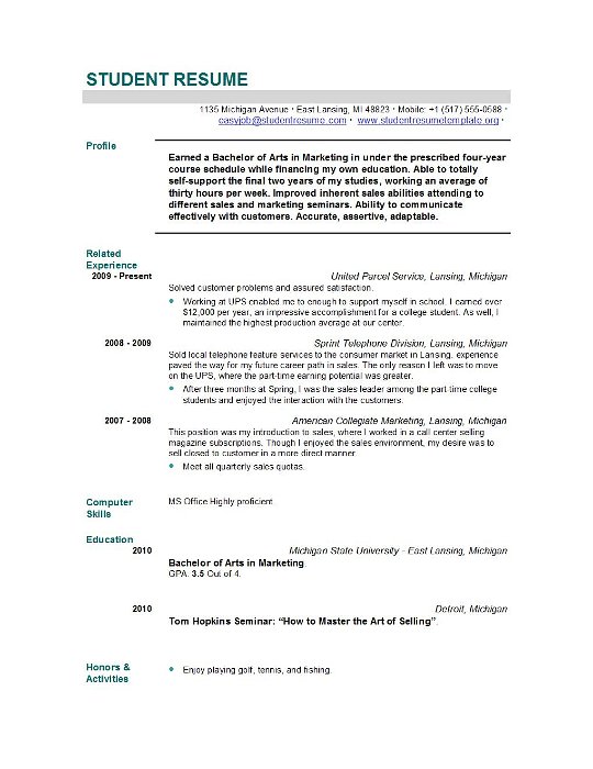 Resume Templates For Grad Students