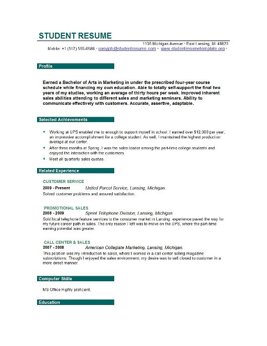 Graduate Cv Examples Templates