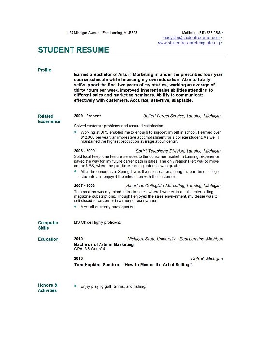 Printable blank resume templates in word for students or 