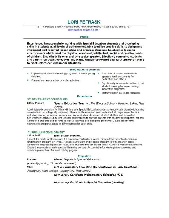 Free+teacher+resume+templates