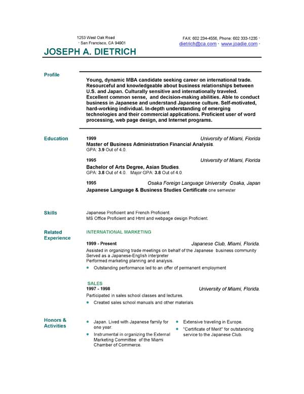 high school printable resume for student sample Downloads Free EasyJob Template  Resume