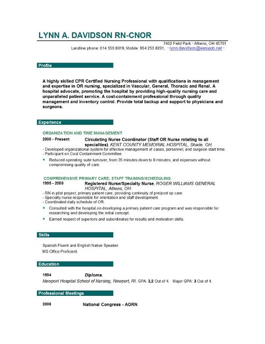 Nursing Resume Templates Easyjob Easyjob