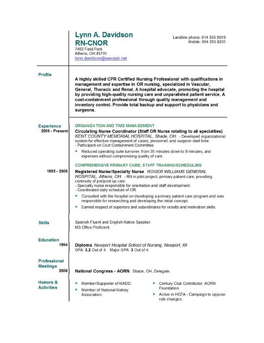 Sample rn nurse resume no experience