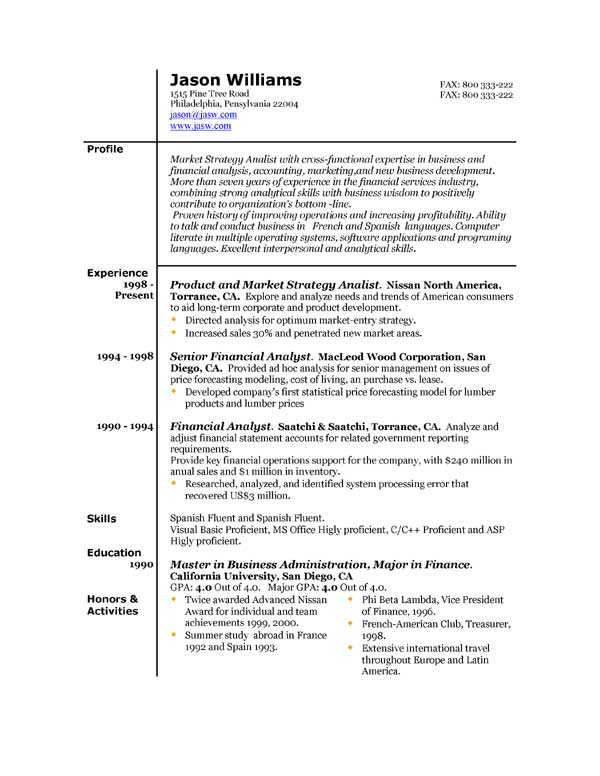 Chronological Resume Format Template | Resume Builder