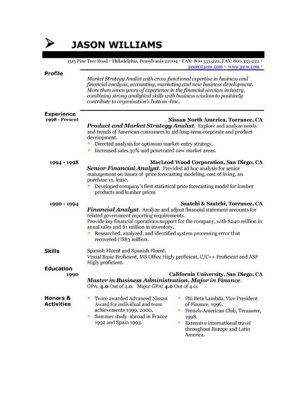 sample resume templates