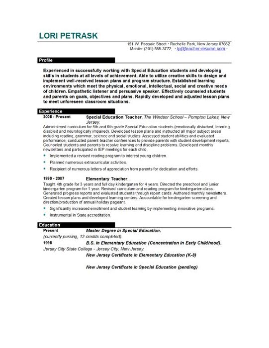 Teacher Resume Examples Ontario Canvas ly