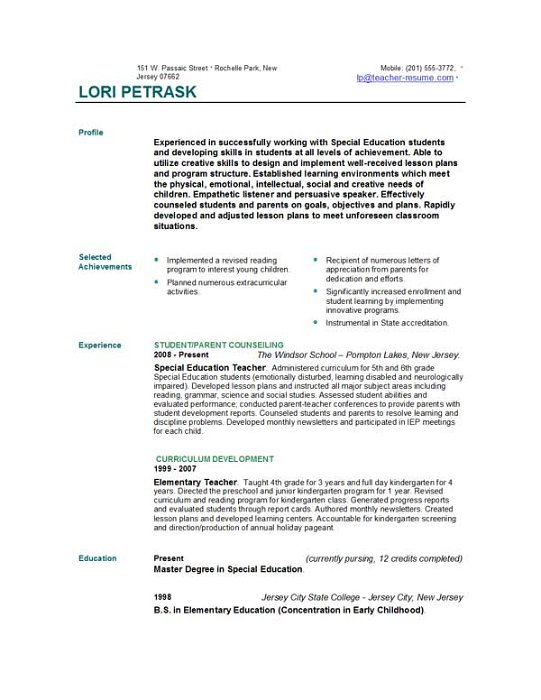 Teacher Resume Templates Easyjob