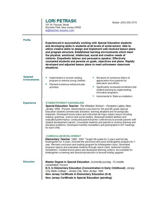 Teacher Resume Templates